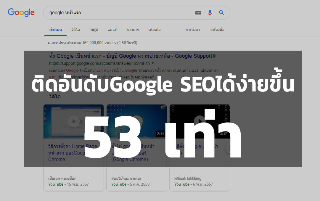 วิดีโอโฆษณา ติดอันดับ Google SEO ง่ายขึ้น 53 เท่า